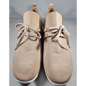 Isaac Mizrahi Live Floral Stretch Fly Knit Women's Sneakers Blush Design & White